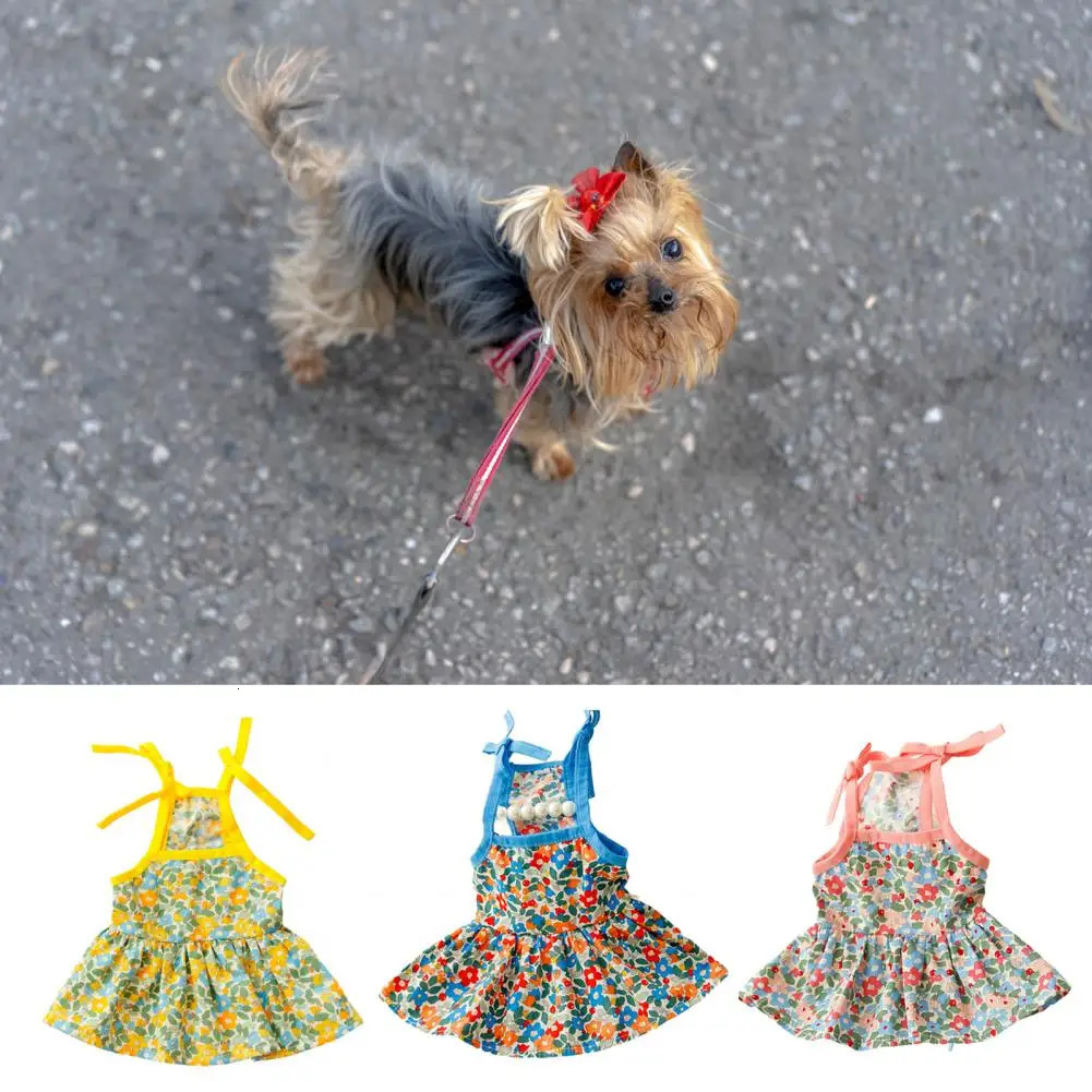 Dog Clothes Great Super Soft Puppy Dress Summer Floral Printing Pet Cat Dog Skirt Decor Pet Supplies 250326