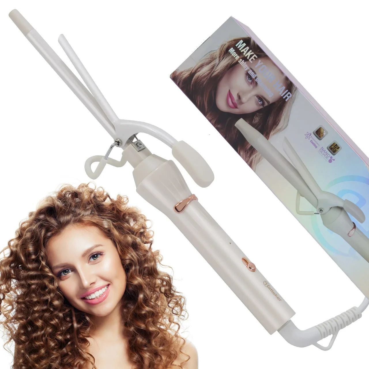Hatterek Curling Wand 9mm 13mm 19mm Ceramic Barrel Pro Hair Curler With Adjustable Temperature Travel Size 250324
