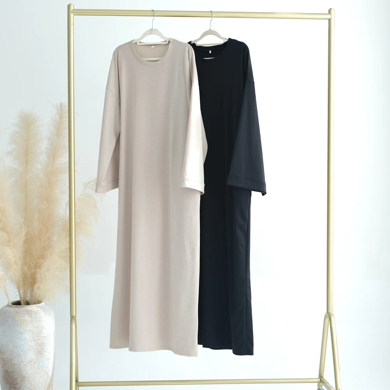 Modest Dress Solid Interior Muslim Womens Dubai Abaya Eid al Fitr Islamic Clothing Arabian Gown 250326