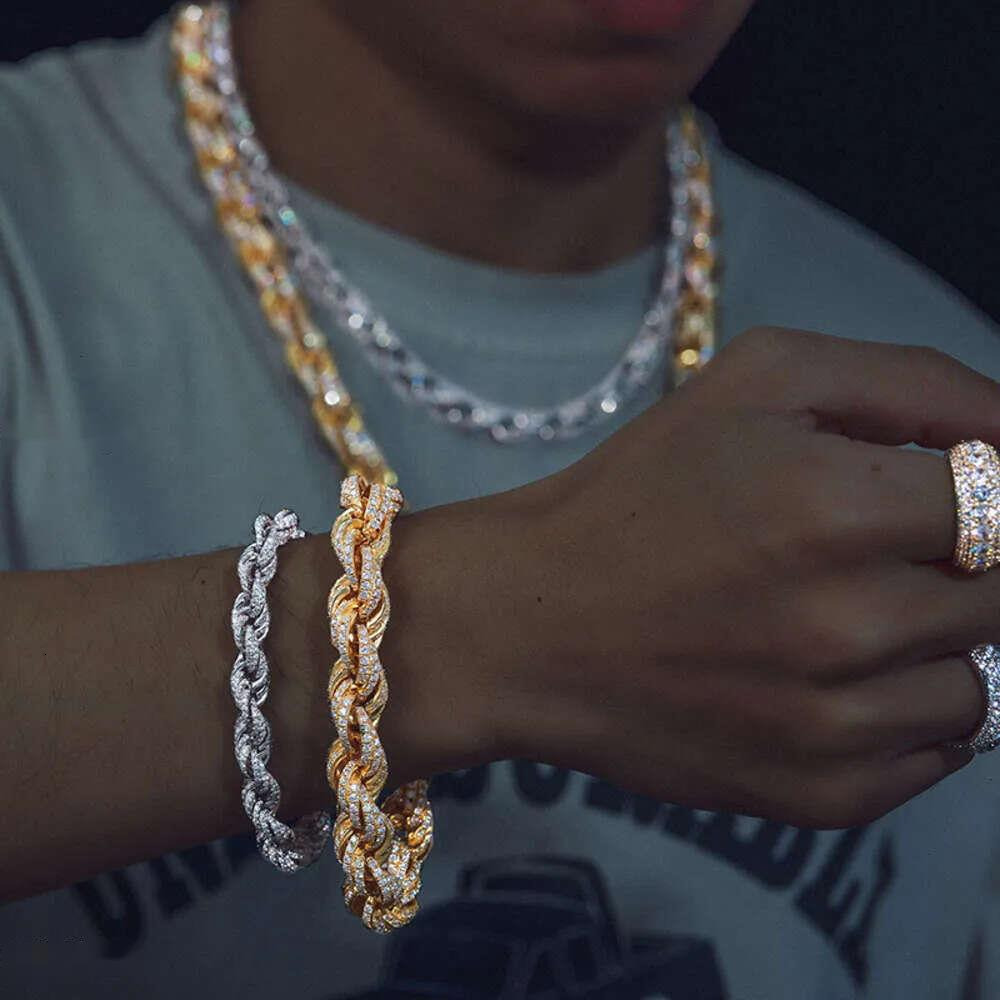 Designer Cuban k Chain Fasion Jewelry Pass Dia Tester 8mm 12mm Full Vvs Moissanite Iced Out Rope Chain Men Women Hip Hop Jewelry Twisted Necklace