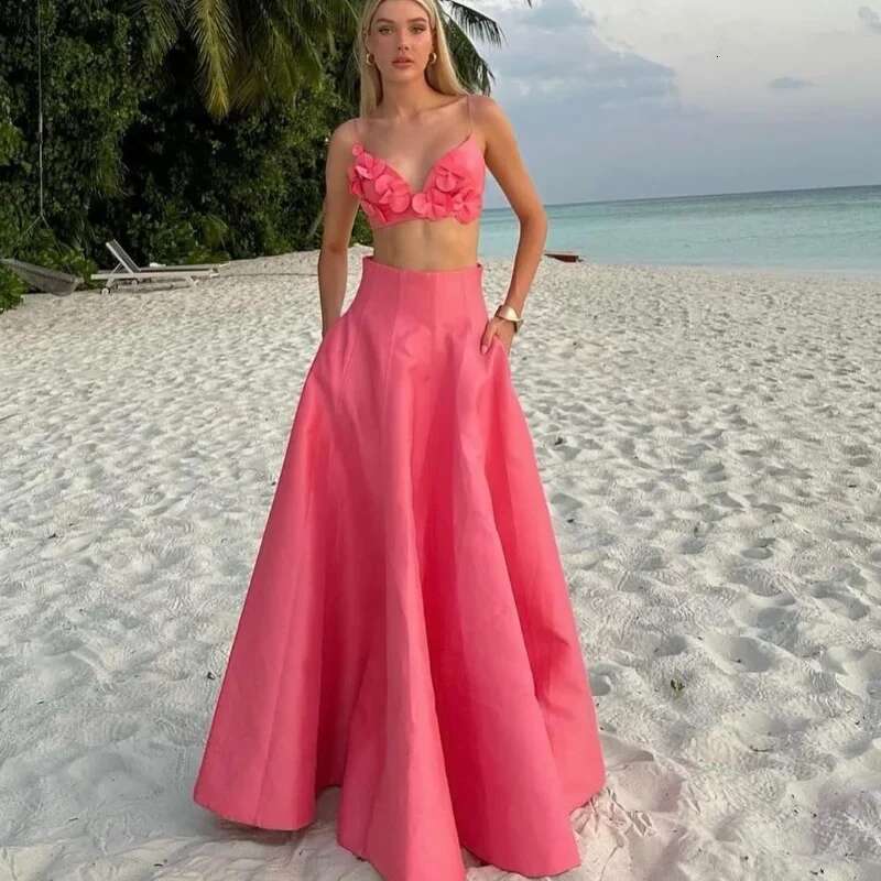 Women's Coat Elegant 3D Wer Vest Skirts Set Women Sexy V Neck Sg Top A E Maxi Skirt Suit Female New Party Club Evening Outfits