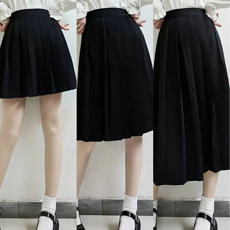 2014 Elastic Waist Japanese Student Girls School Uniform Solid Color Set Folded Skiing ShortsMediumTall Medium Dress 250326