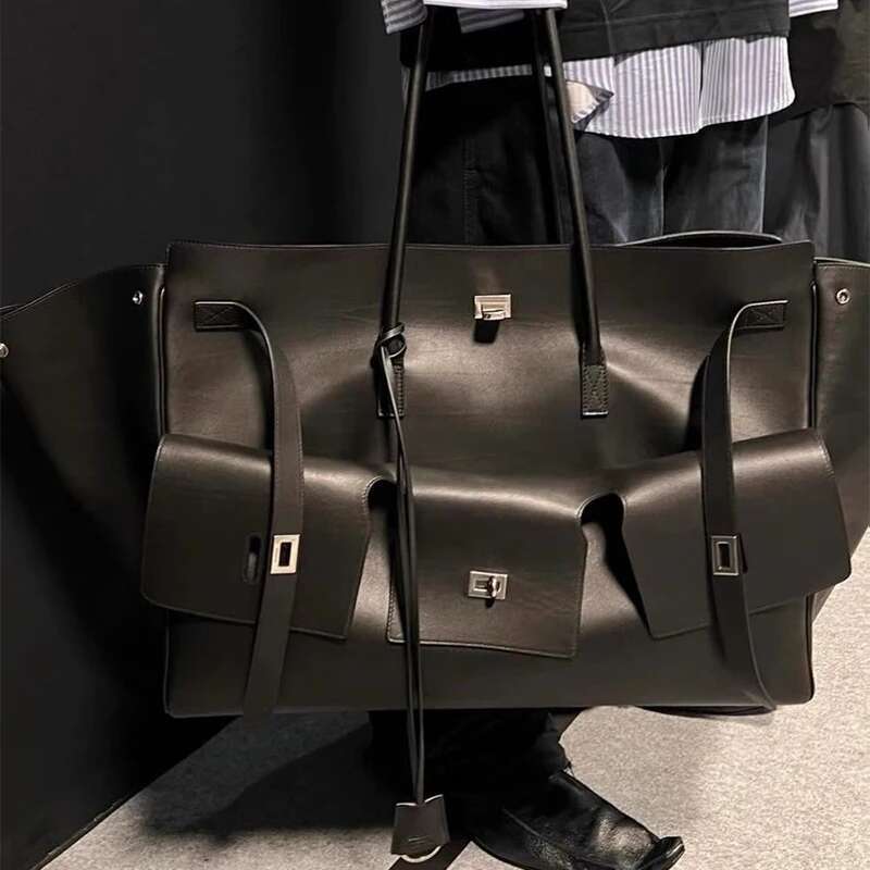 Large Capacity Genuine Leather Wing Tote Bag Trend Advanced Texture Simple Soft Wear-Resistant Travel Lage Handbag