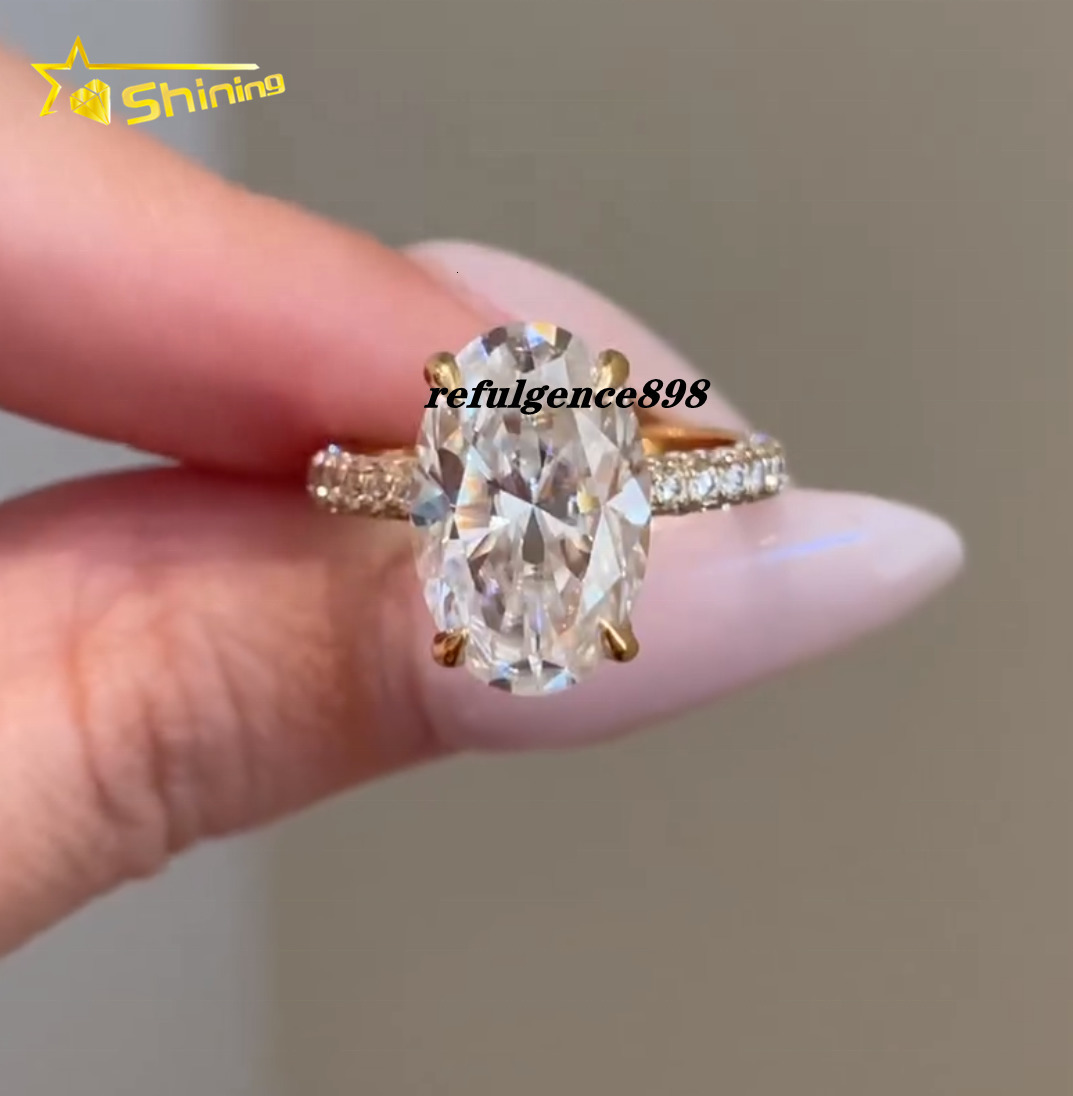 VS1 DEF Color IGI Certificated Lab Grown Diamond Big Size 6CT Oval Cut Ring Engagement Ring 10K 14K Gold Gift for Women