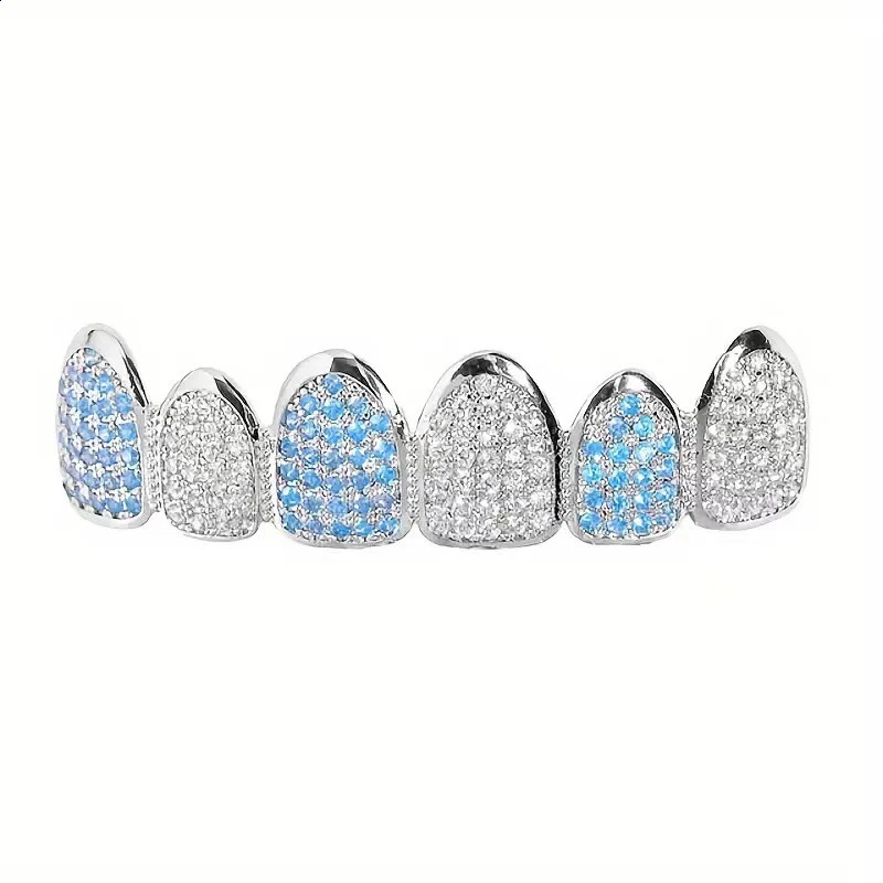 Halloween Cool Full Zircon Teeth Decoration 6 Pointed Teeth Zircon Hip Hop Teeth Decoration Neutral False Teeth 250327