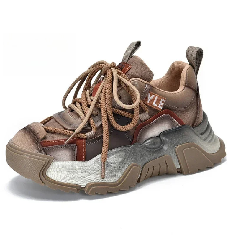 Light Luxury Designer Shoes 5cm Genuine Leather Synthetic Women's Spring Wedge Heel Mixed Color Comfortable Shoes Autumn Loafers Thick Sole Sneak