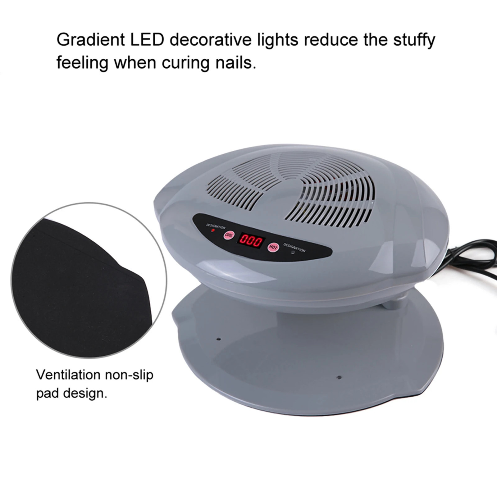 Nail dryer 2in1 gray coldwarm air blowing temperature sensor nail 250325