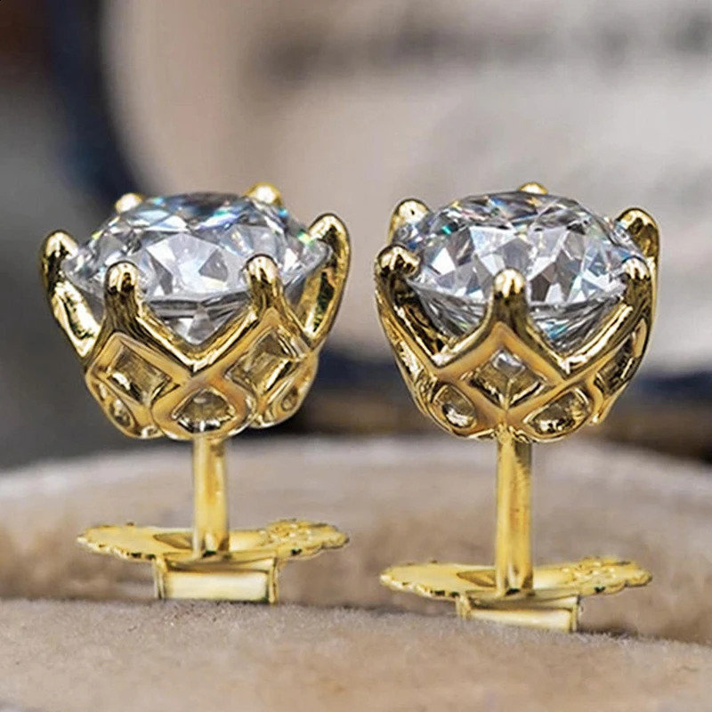 JoyceJelly 1/2/4CT D Color Diamond Stud Earrings S925 Sterling Silver Plated 18K Gold Ear-studs Fine Jewelry 250318