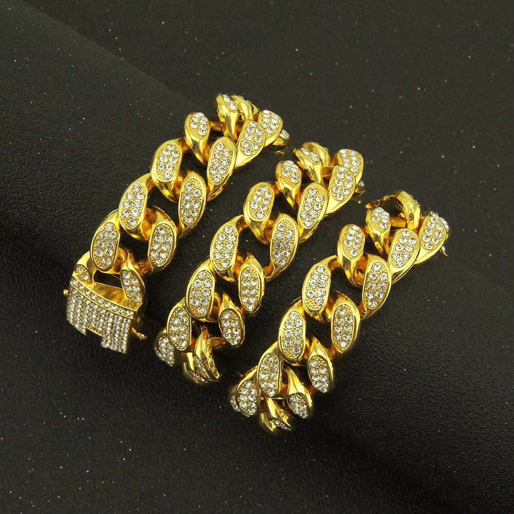 Wholesale Rose Gold Silver Gold Cuban Moissanite Link Pet Dog Chain Collar