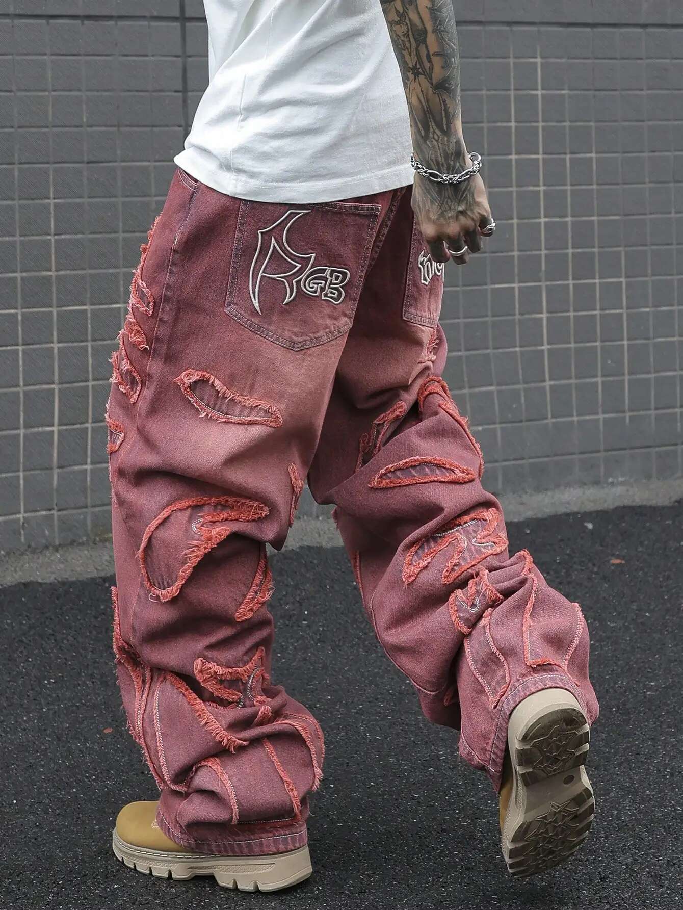 Vintage Hip Hop Wash Flame Pattern Embroidery Y2k Baggy Men And Women High Waist Slouchy Jeans Gothic Pants Streetwear