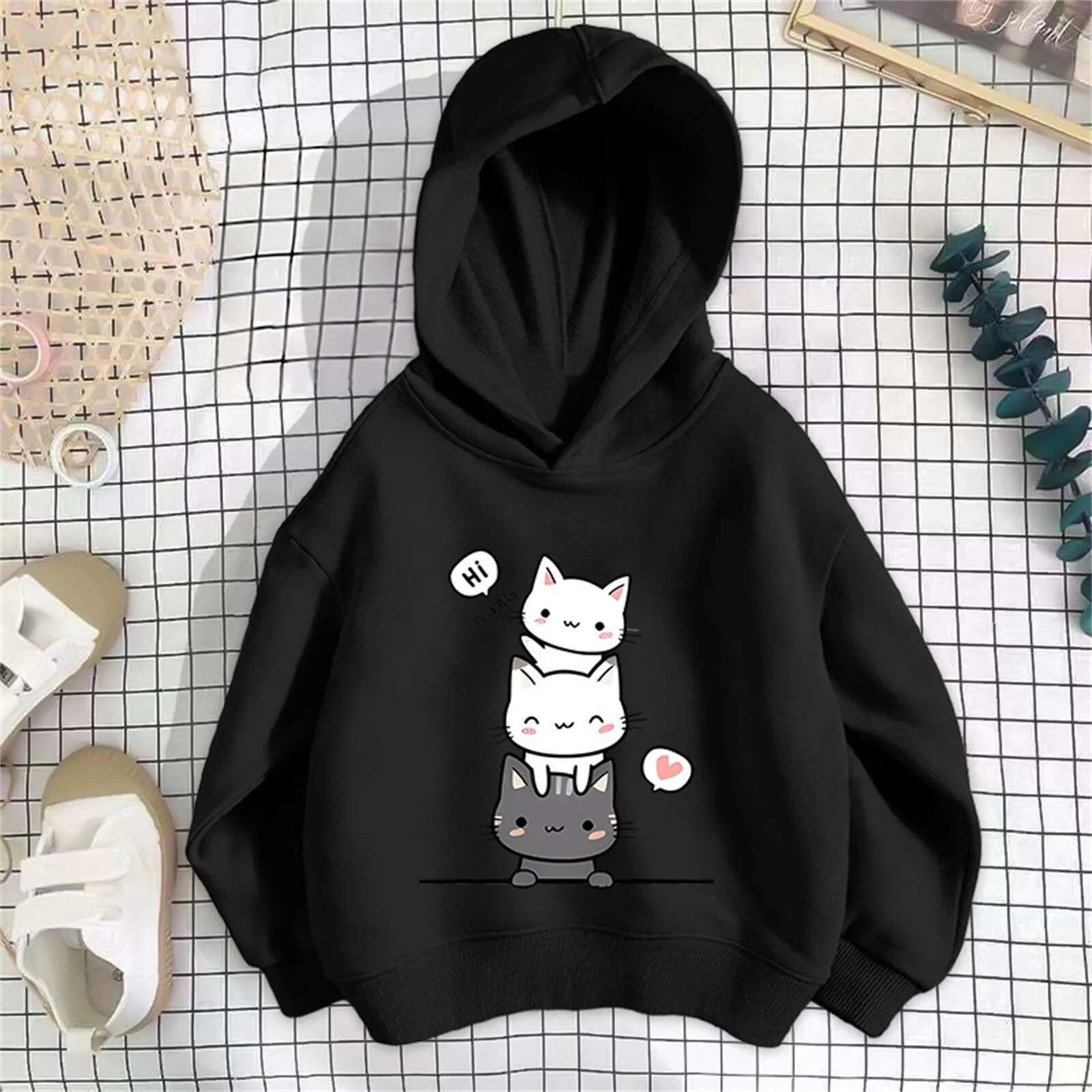 Ddmyshoesvip Cute Print Kids Hoodies Casual Boy Girls Hooded Sweatshirt Spring Autumn Children Hoodie Pullover Top