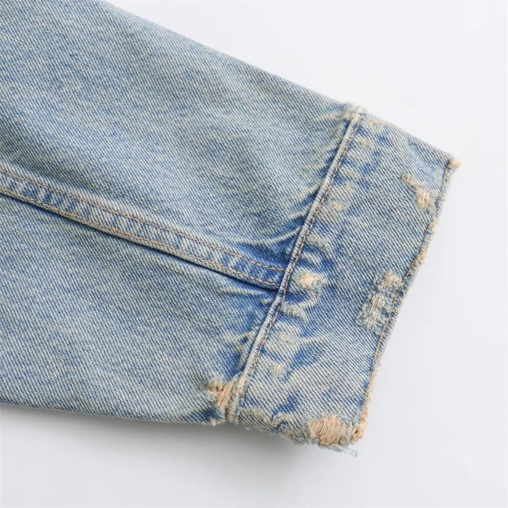 Kar Otza Summer Womens Fashion and Temperament jacket denim short casual versatile hooded washed jacket 250321