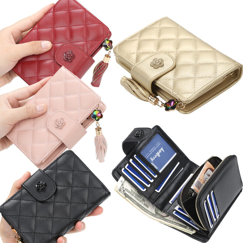 Women Ladies PU Leather Wallets Small Bifold With Zipper Coin Pocket Organizer Mini Purse US