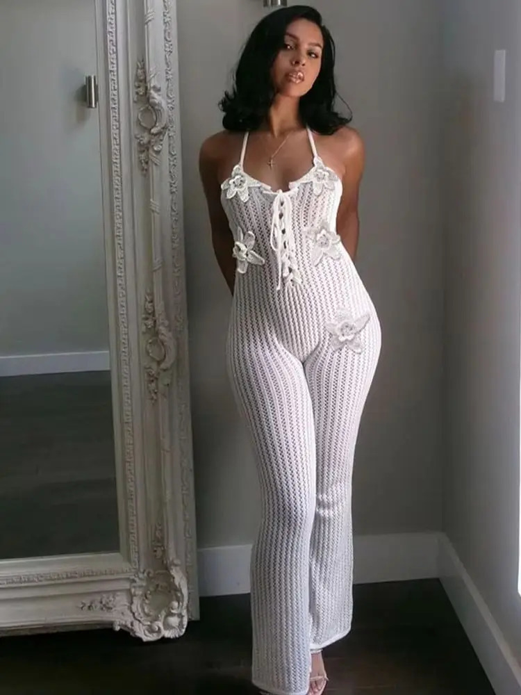 Strange cat knitted backless jumpsuit for women lace camisole decal sleeveless summer vacation trend classic top 250326