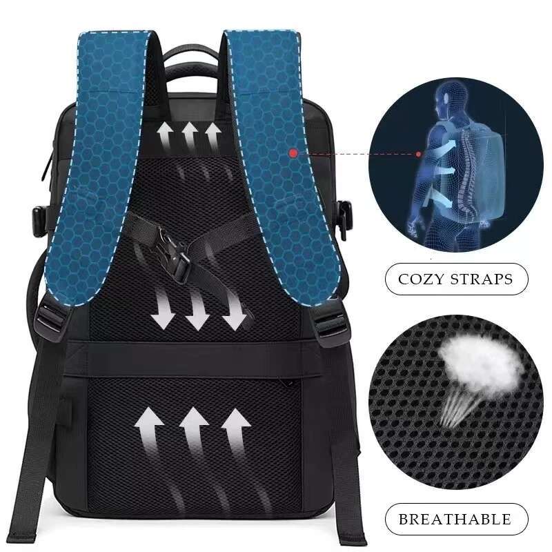 BANGE Aesthetic Men Business School Expandable USB Bag, Large Capacity 17.3 Laptop Waterproof Fashion Travel Backpack