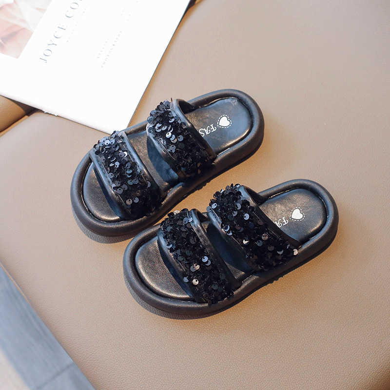 Slipper Girls Sandals 2024 Elegant Princess Slippers Can Be Outdated Summer Fashion New Childrens and Little Girls Fashion Sandals S25326