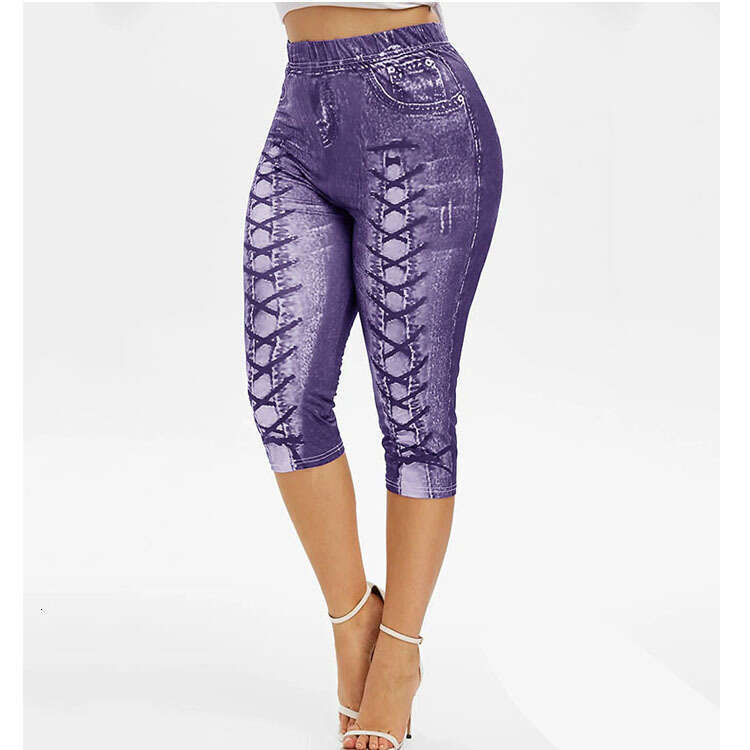 Women Yoga Pants Digital Printing Imitation Denim Leggings Small Leg Yoga Pants Women S Pants YJ