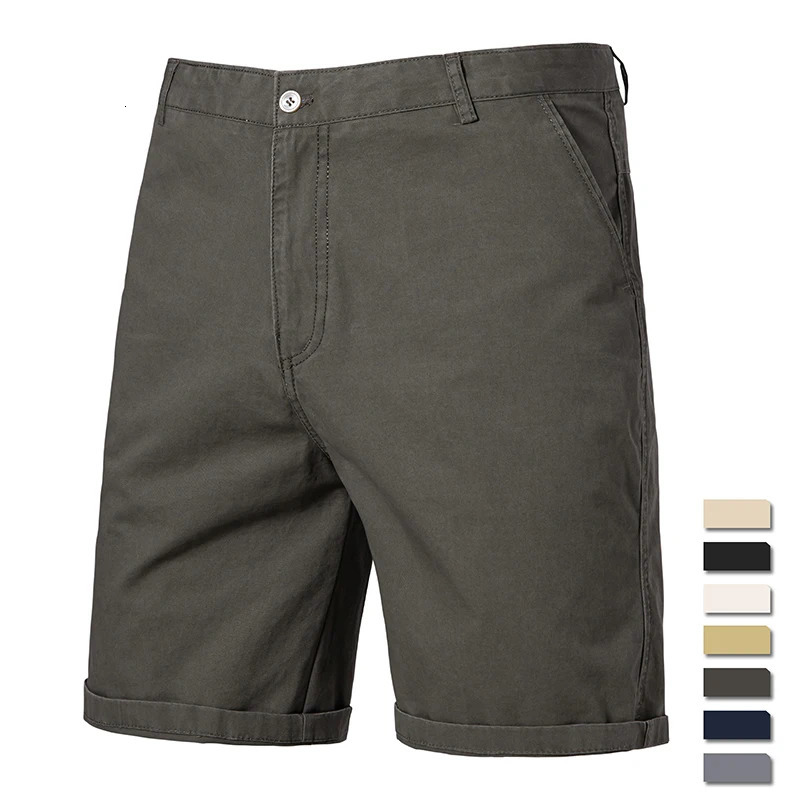8color mens cotton casual shorts summer business knee pants classic khaki American style streetwear golf beige 250326
