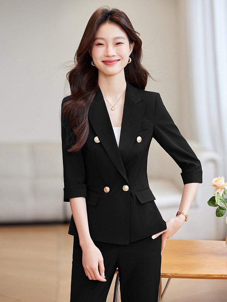 H3261Spring & Autumn Collection - Women's Korean Style Mid-Length Slim Suit Jacket