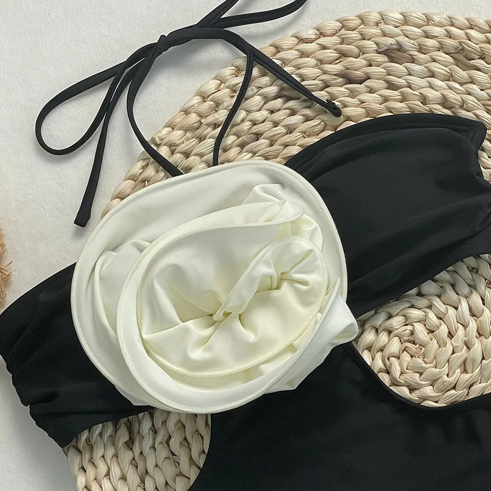 Serenechic 2025 Summer Womens Floral Monokini Swimsuit Sexy Rings Neck Adjustable Tie Beach Wear Vacation 250321