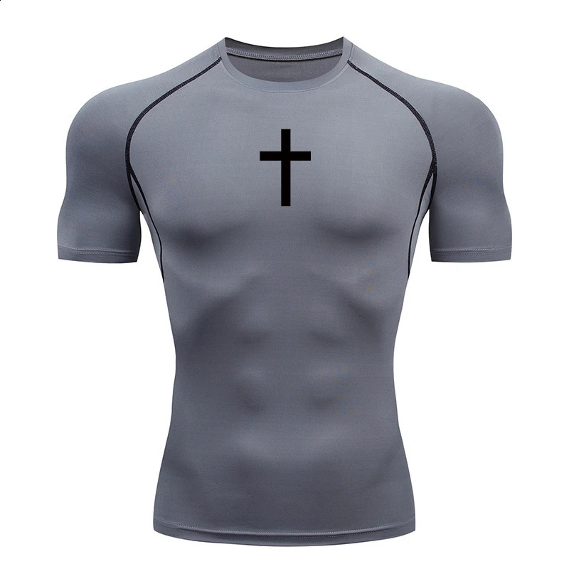 Christian Workout Compression Shirts Athletic Quick Dry Tshirts Tees Mens Gym Fitness Undershirts Tops Short Sleeve Rash Guard 250327