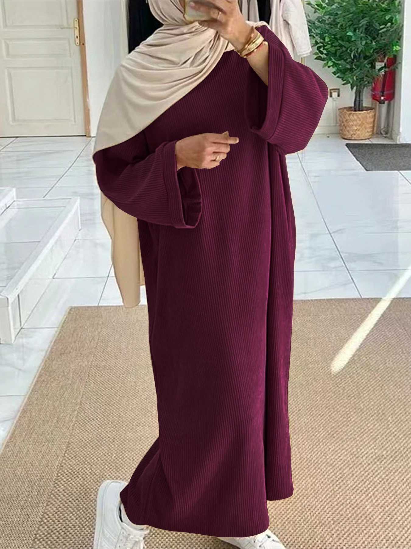 Eid Muslim Women Modest Dresses Ramadan Islam Vestidos Jalabiya Morocco Saudi Arab Abayas Dubai Kaftan 2024 Autumn Winter Robe X2505141