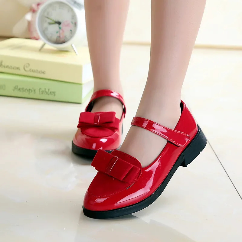 Girls Flats Children Princess Shoes With Bow-knot Sweet Kids Mary Janes Elegant Classic British Style Fashion Autumn 27-38 250326