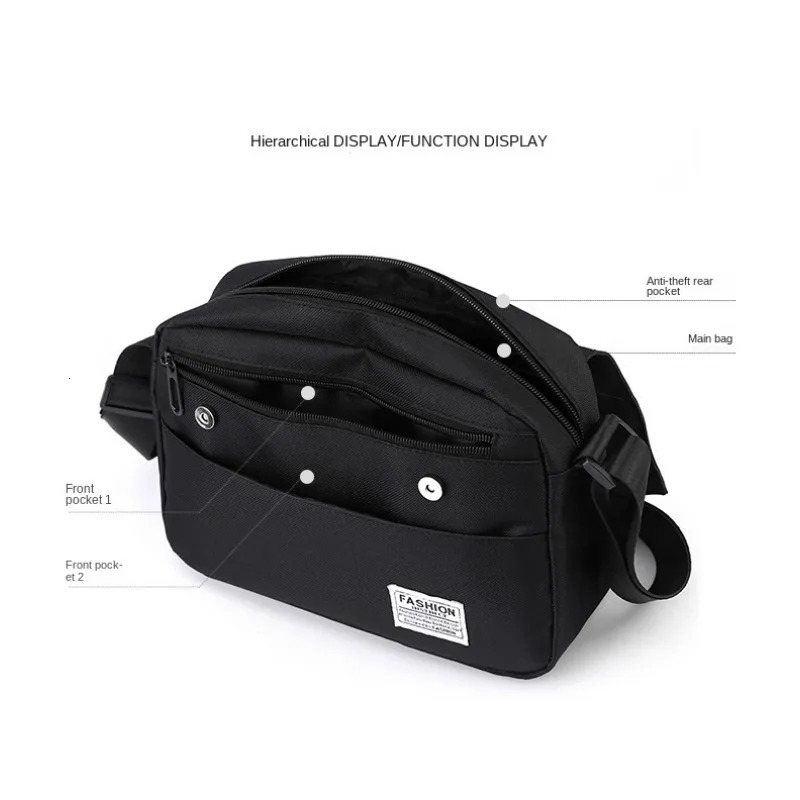 Black Ten Font Mens Casual Bag Fashion Sports Shoulder Student Korean Messenger Mobile 250326