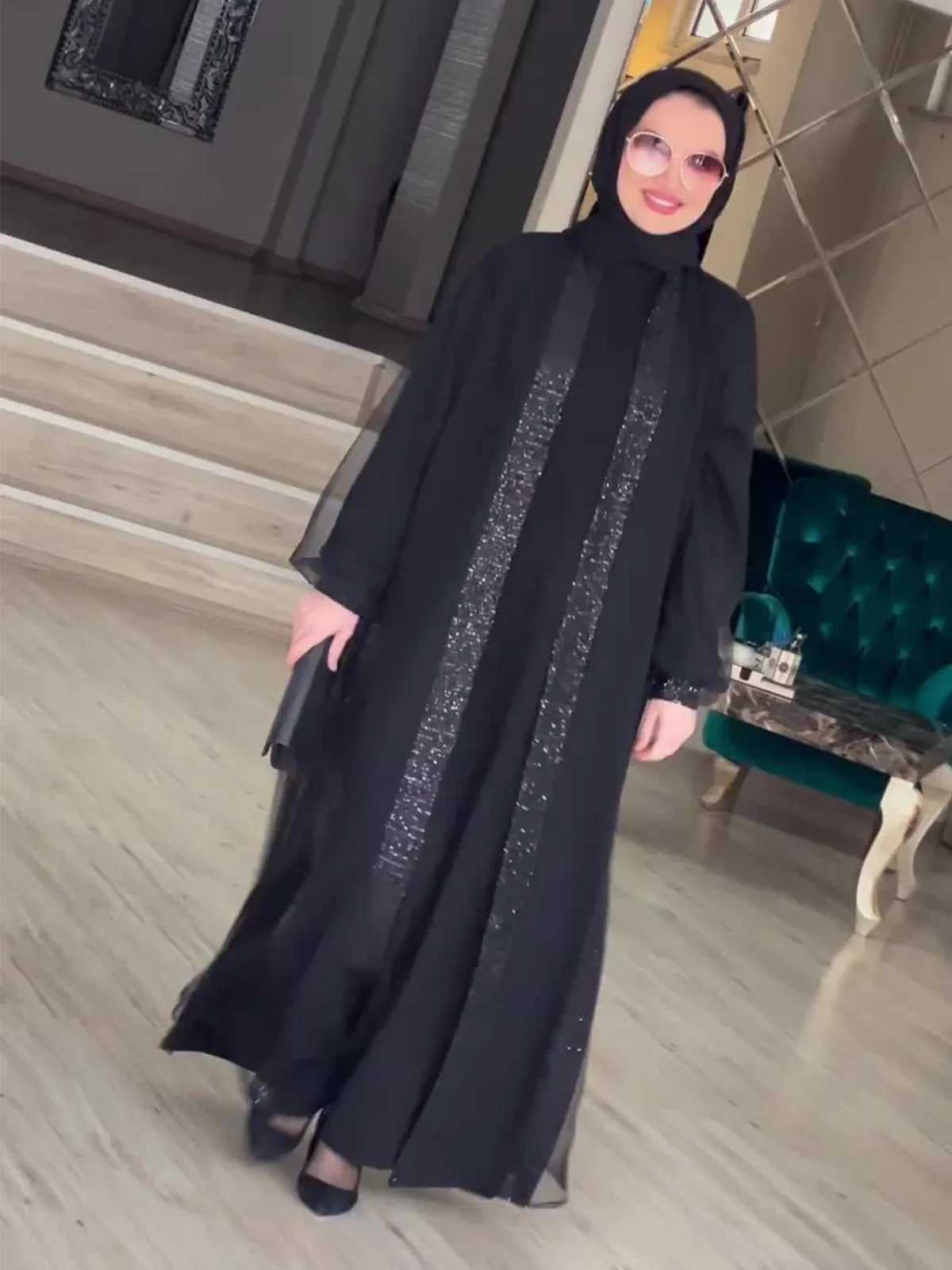 Muslim Modest Women Dress Jalabiya Vestidos Eid Ramadan Arabic Long Robe Dubai Islam Morocco Kaftan Abayas Cardigan Dresses 2024 X2505141