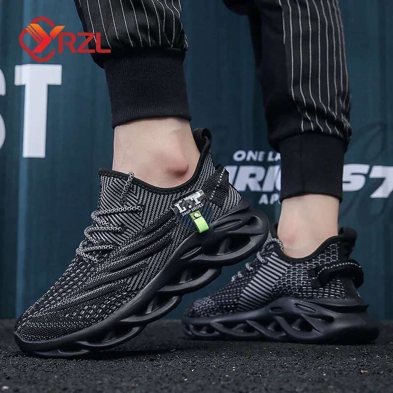 YRZL Men's White Running Lightweight Breathable Mesh Gym Sports Shoes Trendy Casual Durable Sneakers for Men