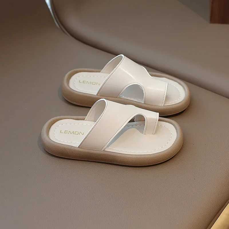 Slipper Black brown childrens slider summer new girl fashion sandals toe and round head baby boy apartment size 26-35 S25326