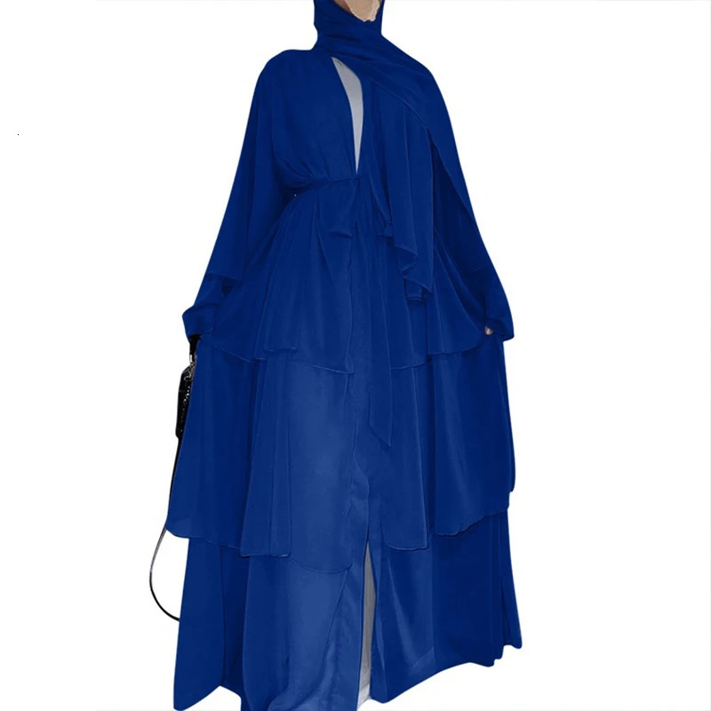Chiffon Open Abaya Dubai Kaftan Muslim Cardigan Abayas Womens Casual Gown Kimono Islamic Clothing 250326