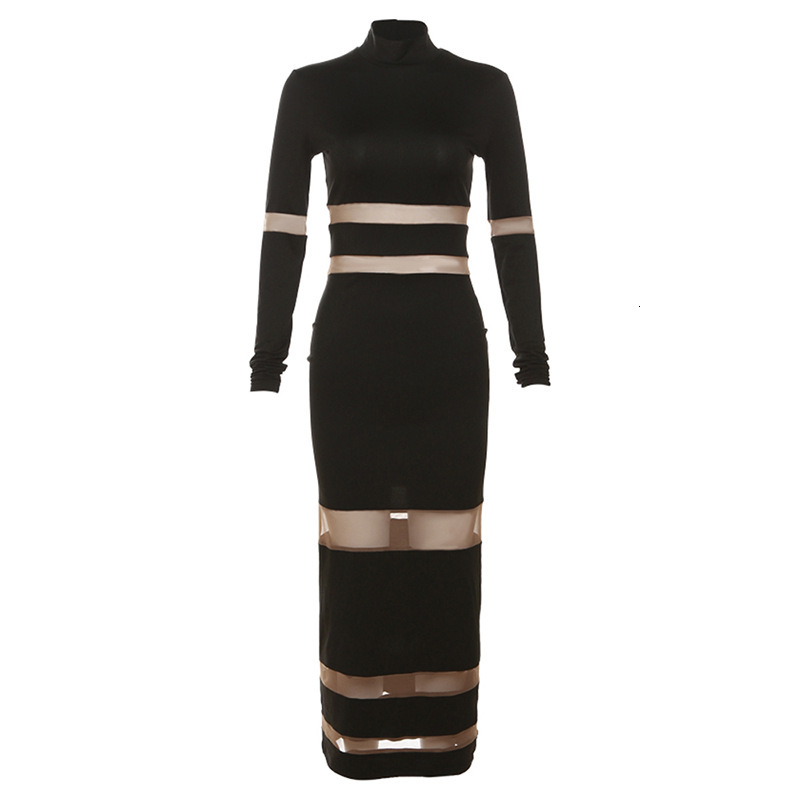 Designer Dress 2025 Spring/summer Women's Long Skirt New Sexy Mesh Splicing Collar High Waist Slimming Long Skirt Trendy Long Sleeve Top Ladies&#