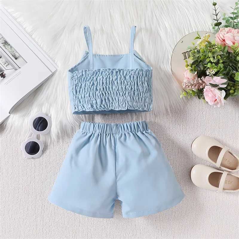Pudcoco Childrens Baby Girls Summer Clothing Solid Color Sleeveless Front Bow Cami Top with Shorts 2-piece Set 18M-6TT250327