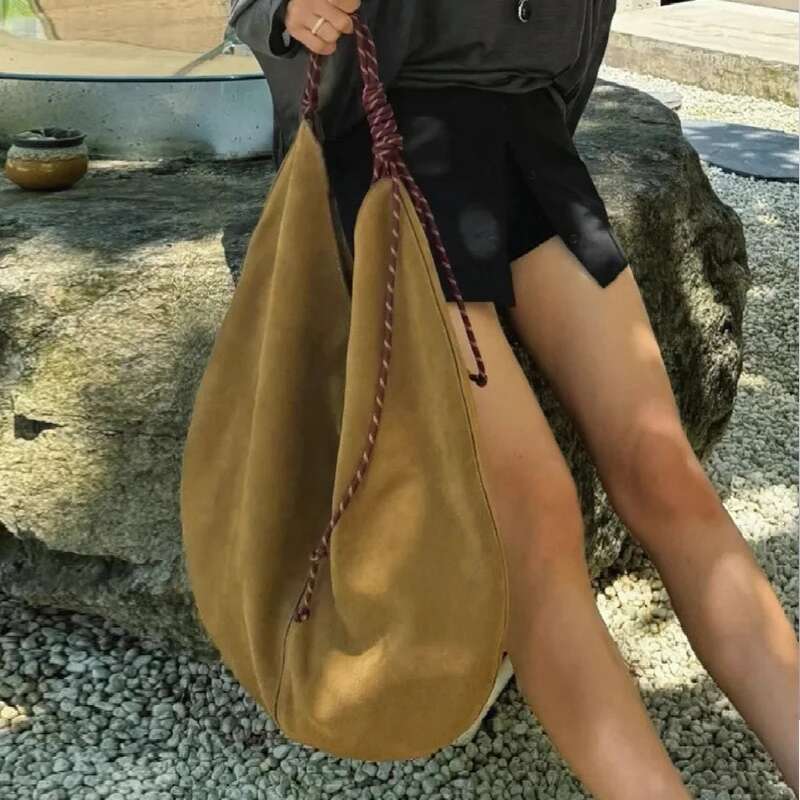 Faux Suede Oversize Hobos Bags For Women Designer Handbags Purses New In Knot Strap Handle Underarm Shoulder