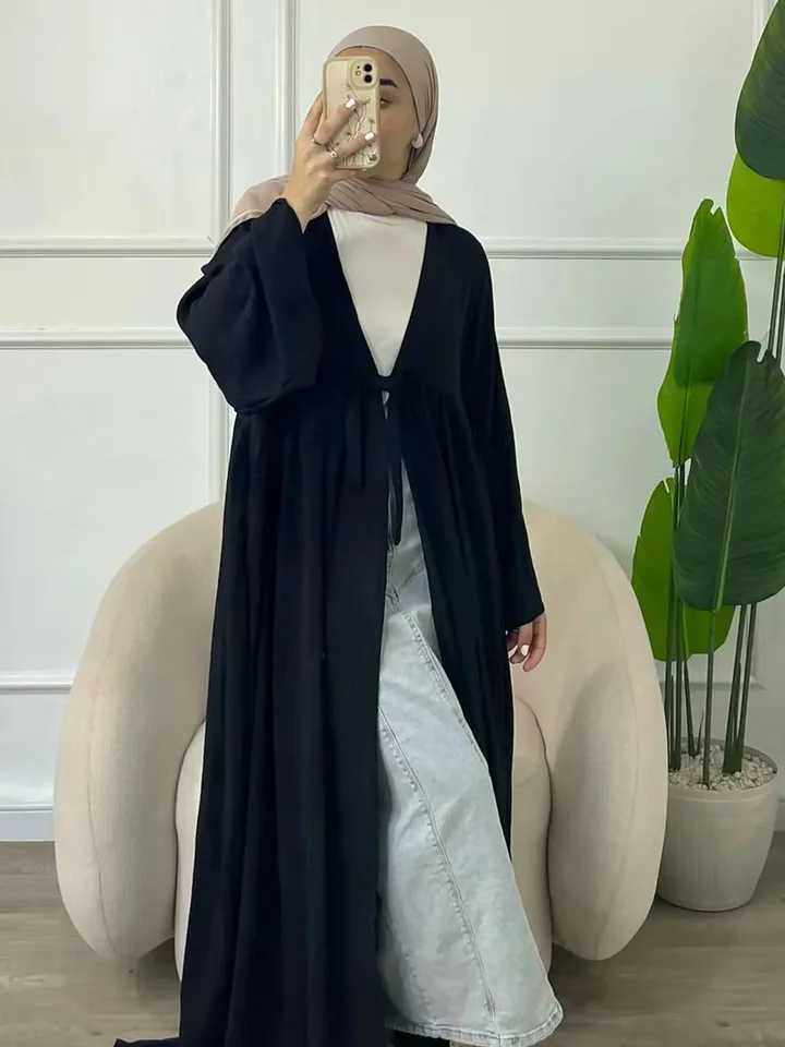 vestidos Muslim Turkish Loose Casual Lace-ups Cardigan Ramadan Robe Dubai luxury Abayas For Women Femme Evening Maxi Dresses X2505141