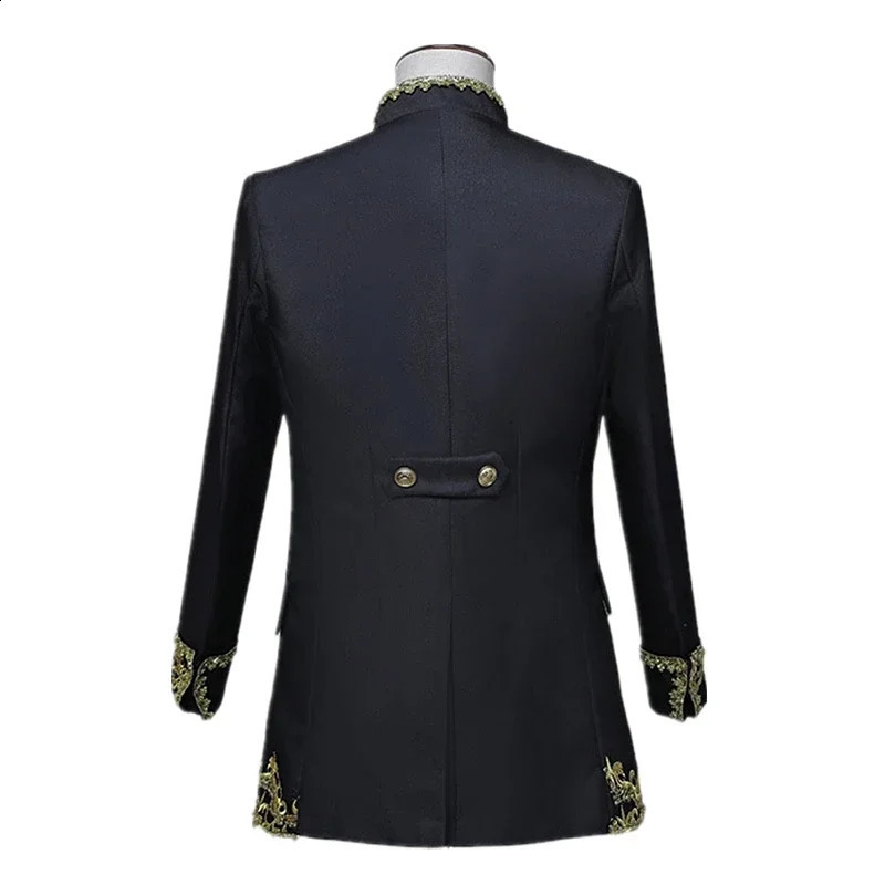 European gold retro tailcoat mens standing collar y set three piece opera stage costume 250326