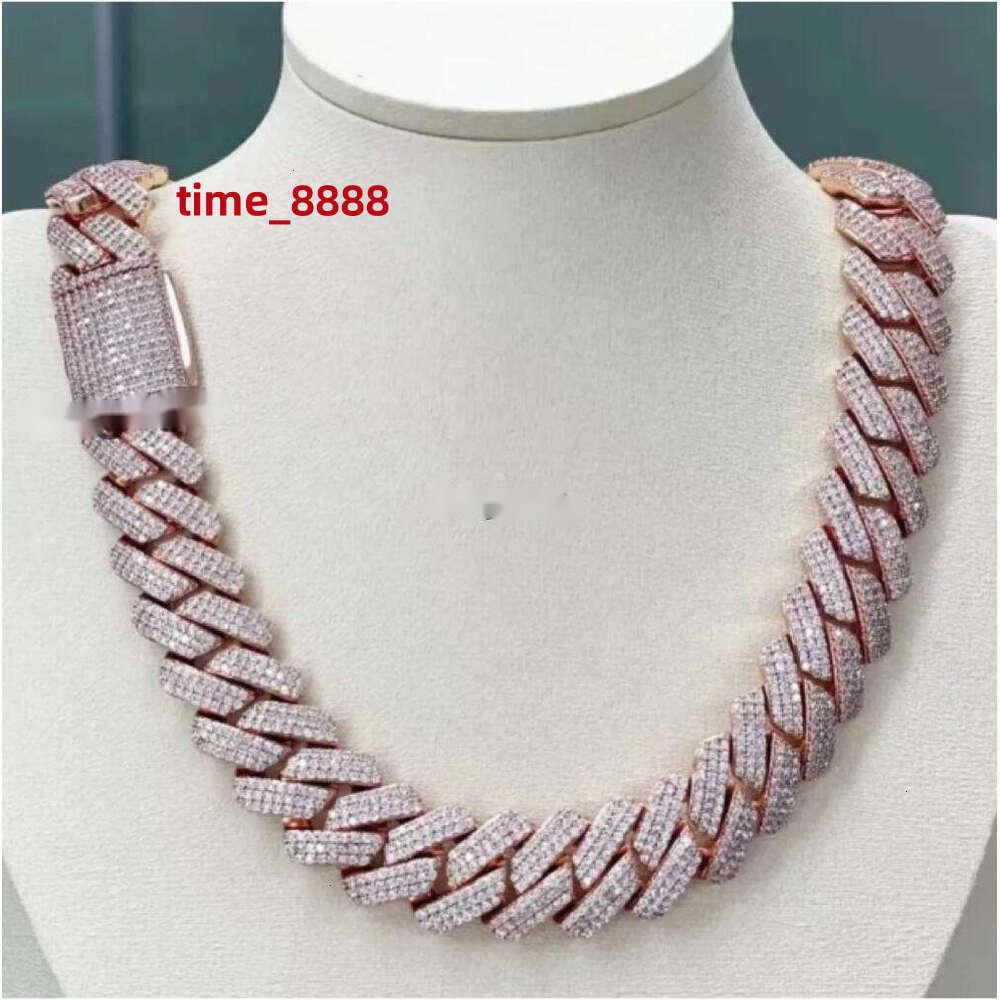 Designer Chain Necklace Hip Hop Jewelry 20mm 3 row K-chain VVS Moissanite Gold plated sterstersier Cuban bracelet Hip Hop