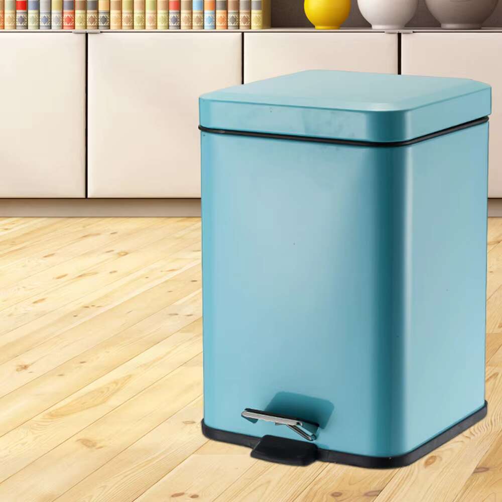 Home Bathroom Household Cleaning Tools Accessories Stainless Steel Square Foot Pedal Trash Can Waste Bin