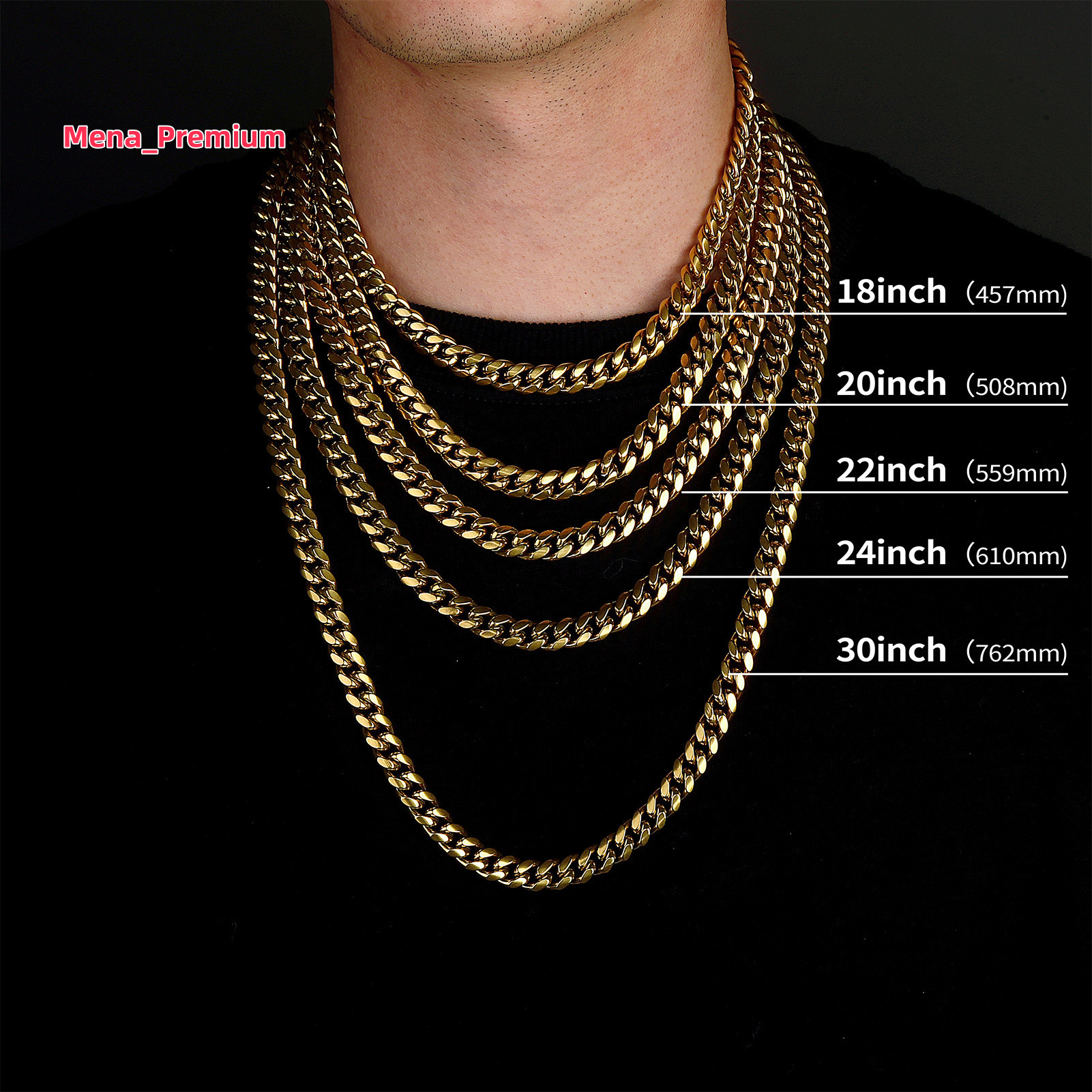 Real 14K Gold Filled Miami Cuban Link Curb Necklace Stainless Steel 6/8mm Solid Diamond-Cut for Men and Women Gift Option