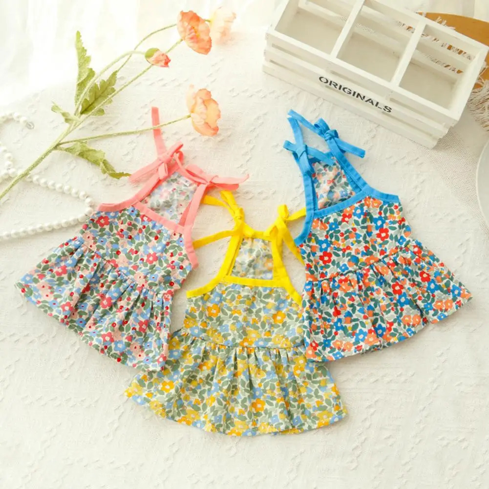 Dog Clothes Great Super Soft Puppy Dress Summer Floral Printing Pet Cat Dog Skirt Decor Pet Supplies 250326