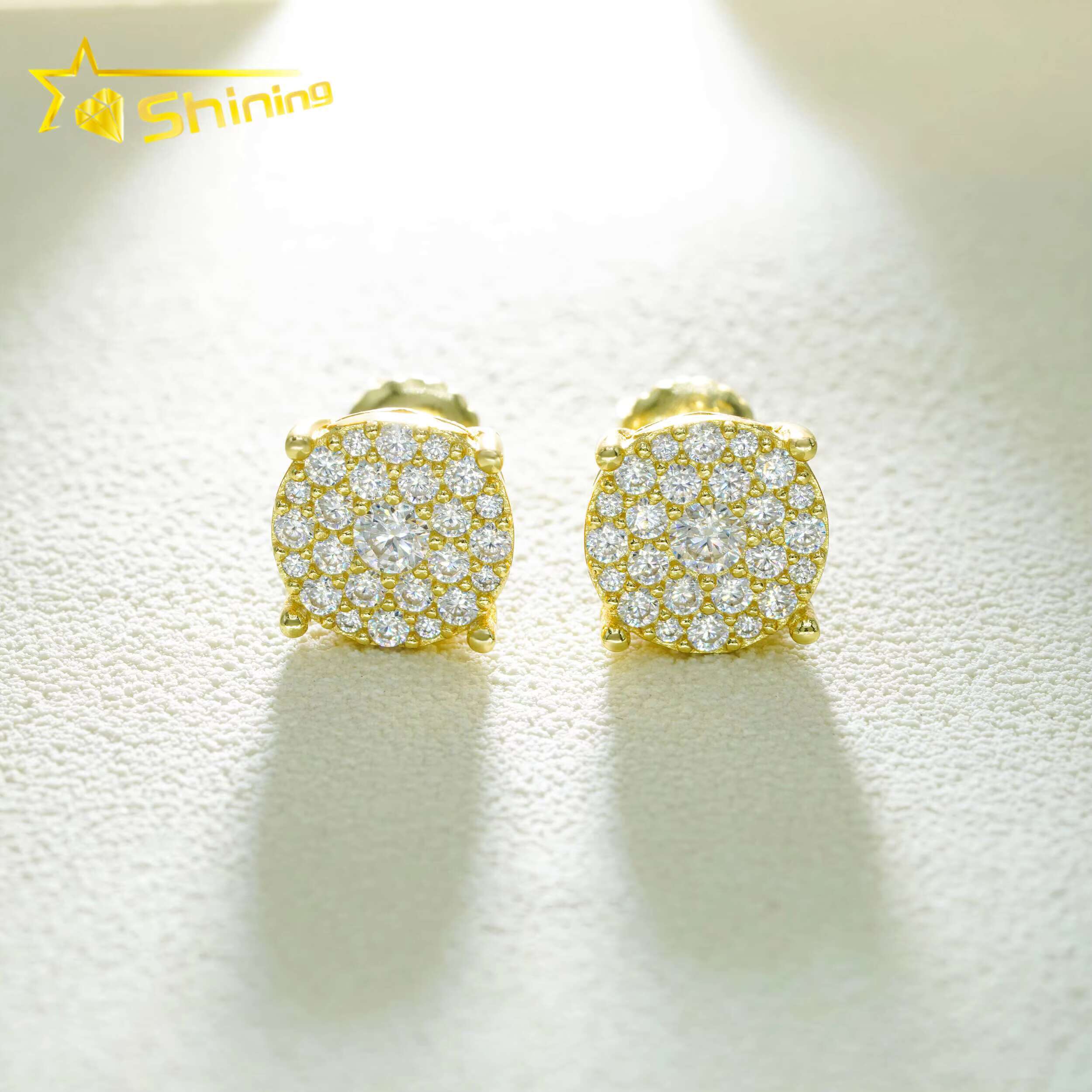 Pass Diamond Tester Hot Selling Custom Sterling Silver Fine Jewelry Diamond Vvs Hip Hop Iced Out Moissanite Stud Earrings