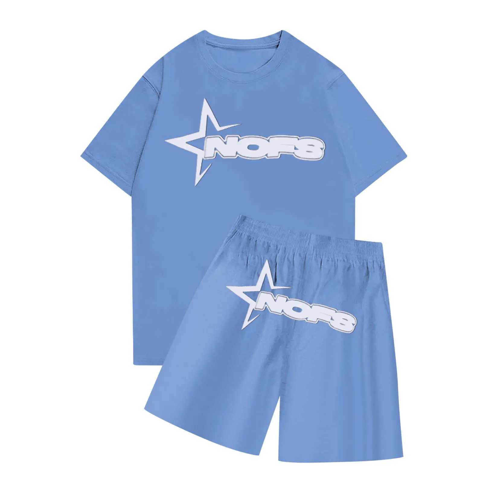 Mens fashion casual Nofs printed short sleeved round neck floral top and shorts set fashionable mens 2024 mens clothingXJ250326