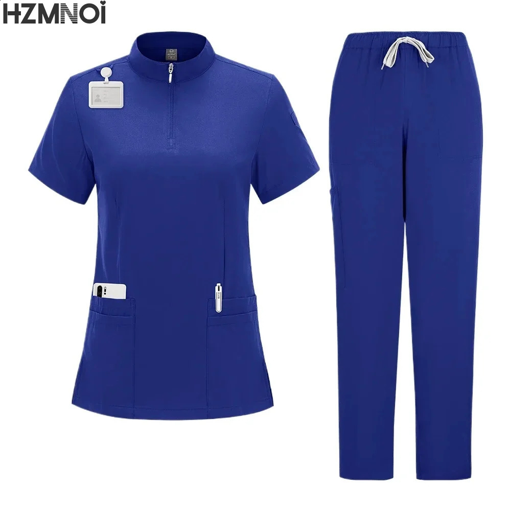 Latest Nursing Surgery Uniform Female Doctor Nurse Male Straight Pants Frosted Set Clothing Beauty Salon Work Clothes 250326
