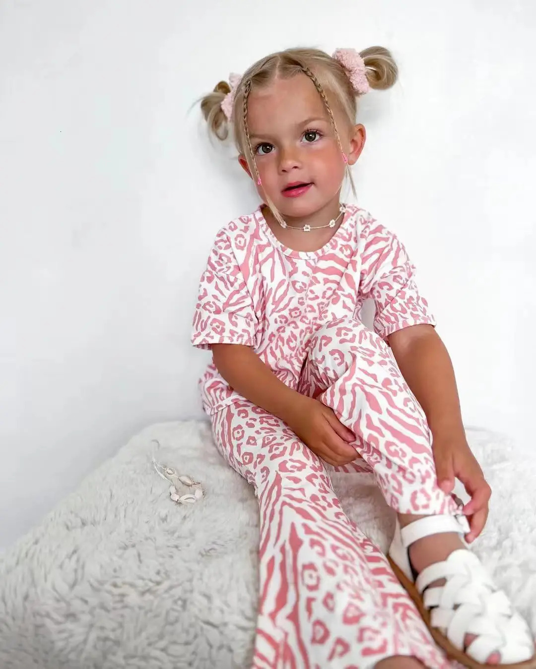 Summer Kids Girls Clothing Sets Baby Children Clothes Fashion Tops Pants 2Pcs Outfits Kids Tracksuit 2 3 4 5 6 7 8 Year 250326