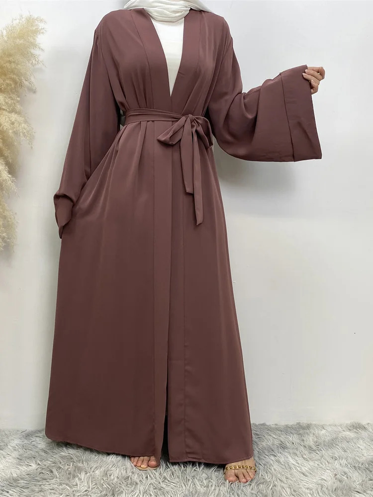 solid color n kimono cardigan Islamic clothing Muslim women Dubai Abaya elegant gown products evening dress 250326