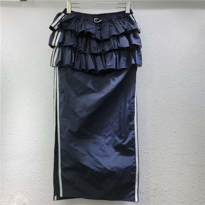 Women's 2025 Spring New Temperament Cake Splicing Toog One-Step Medium And Long Skirt