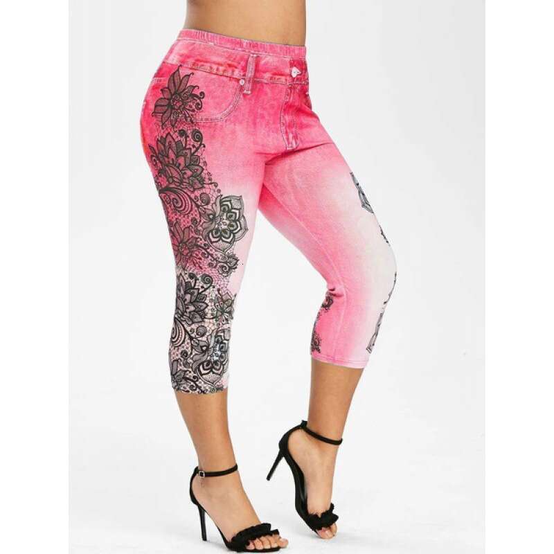 Women Yoga Pants Women S Printed Denim Sportswear Leggings Oversized Hip Lifting Yoga Pants