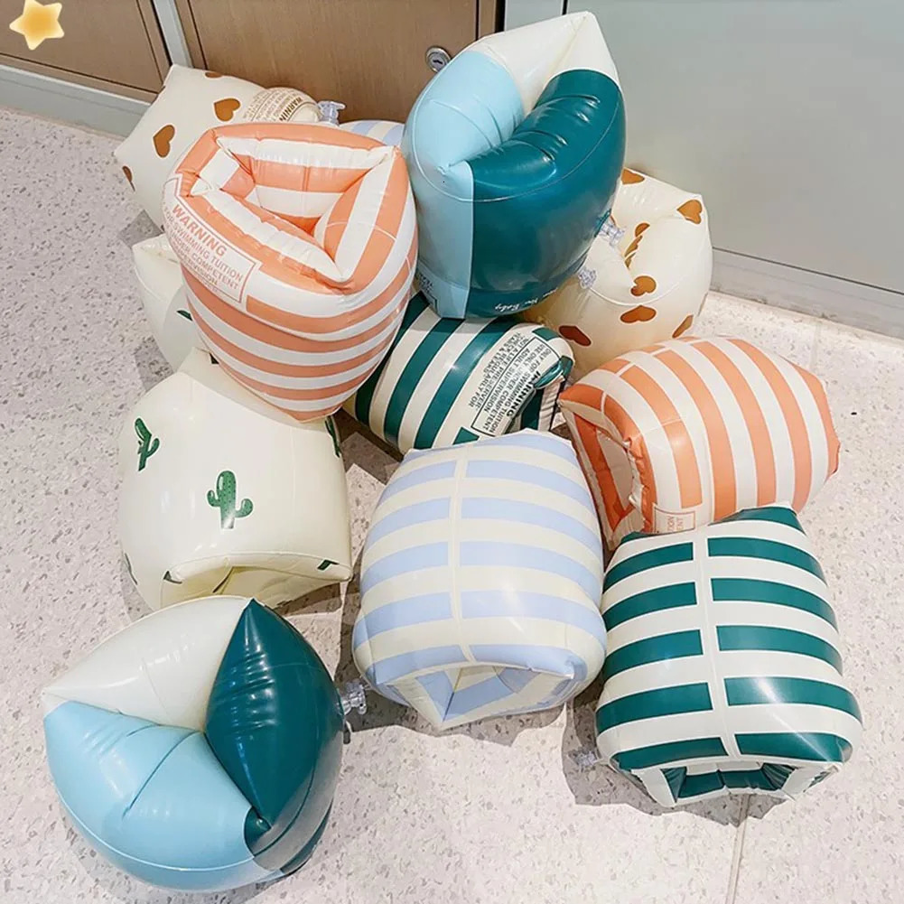 1 pair of swimming pool Buoy arm straps double airbags inflatable floating PVC printed tubes adult and child rings accessories 250321