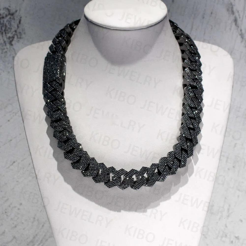 classics Hip Hop Rapper Mossanite Necklace Jewelry Vvs Sterg Sier 20mm Black Dia Moissanite Cuban k Chain